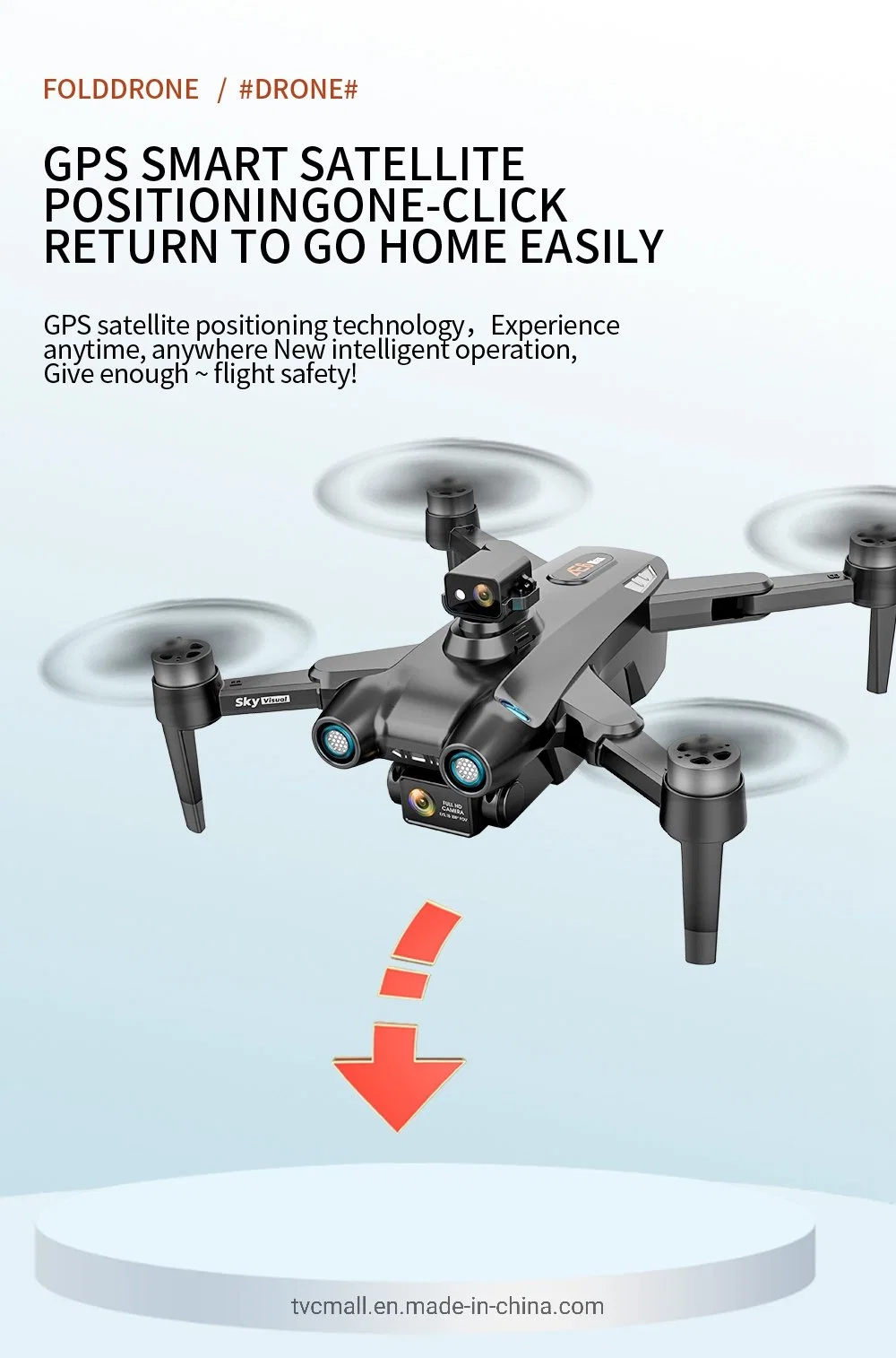 Ae6 Max 360-Degree Obstacle Avoidance RC Quadcopter Brushless 4-Axis HD Dual-Lens Foldable RC Drone with Remote Control - Grey