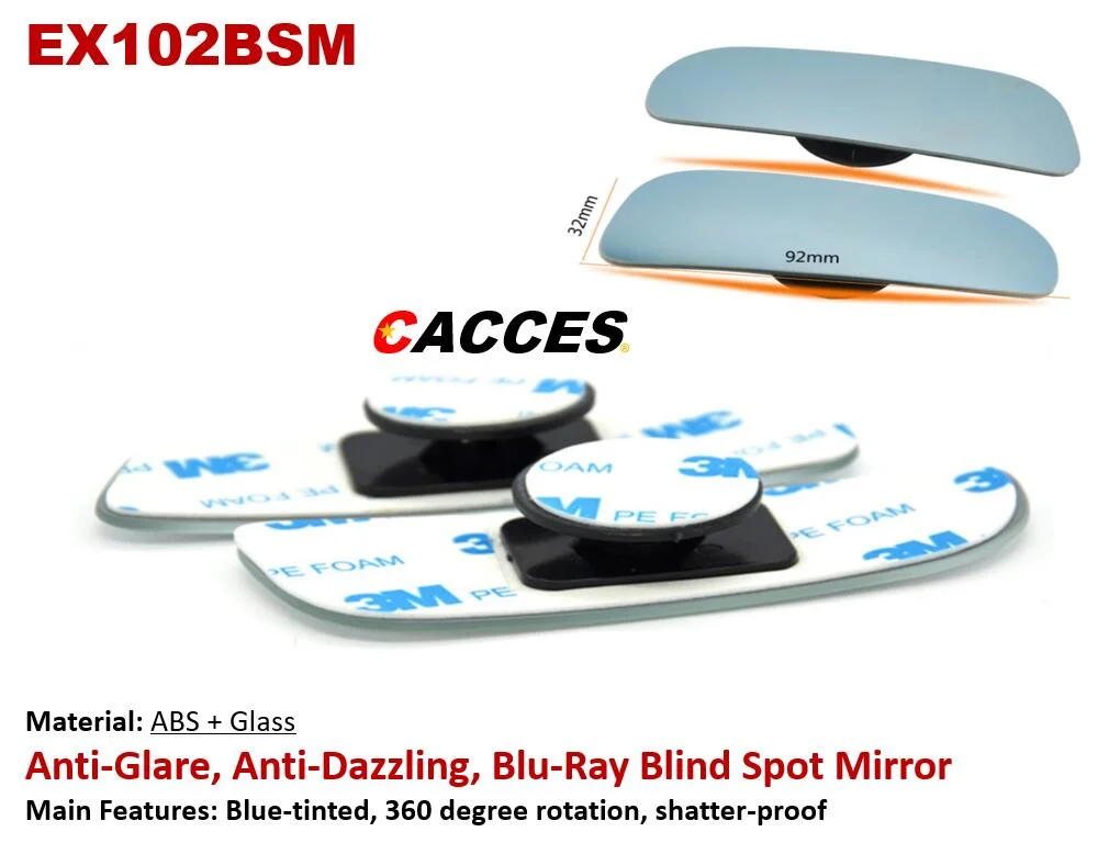 Blind Spot Car Mirror Anti-Dazzle, Rectangle Expansive View Adjustable Blind Mirror, HD Blue Glass Convex Rearview Mirror, Ultra-Thin Frameless Blind Spot Lens