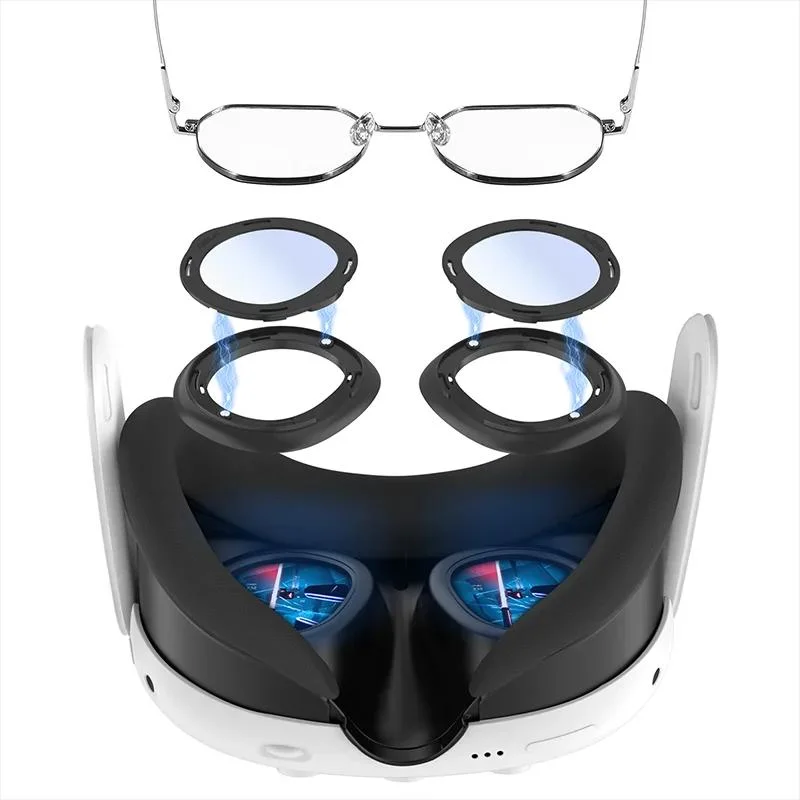 for Meta Quest 3 Vr Glasses Accessories Lens Cover Protector Scratch-Proof Ring Suction Frame Anti-Blue Light