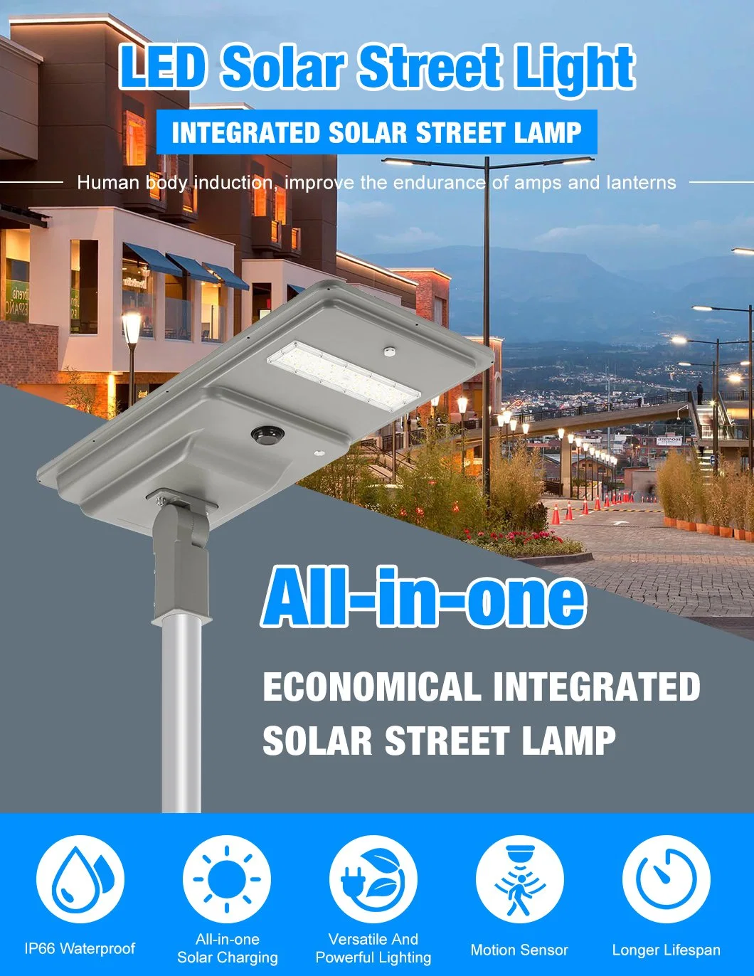 Hot Selling 50000hrs 2700~6000K 6hrs PC Lens for Parking Lot Lamp Solar Street Light Mini