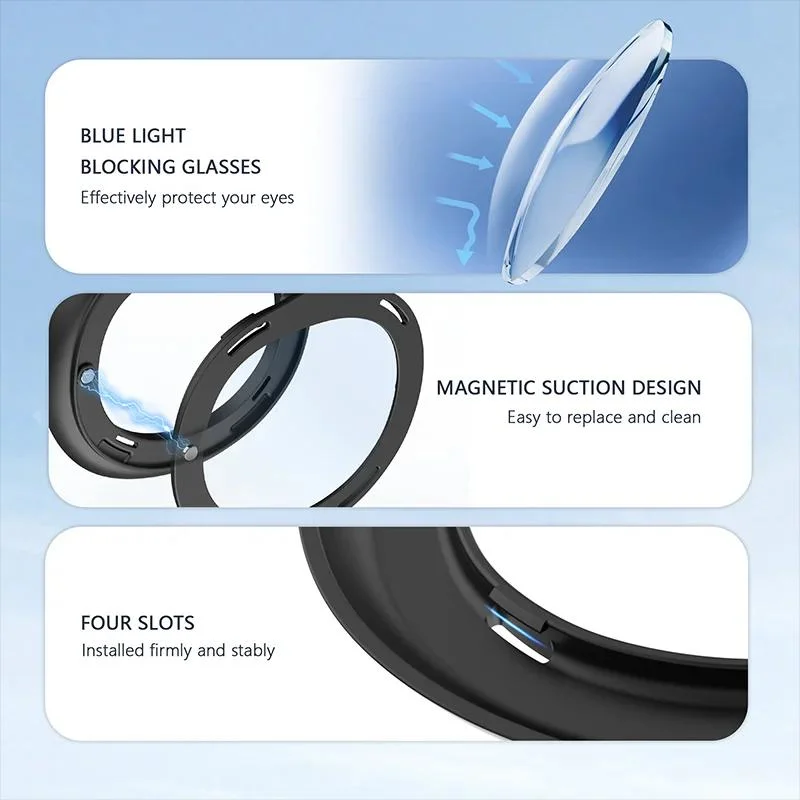 for Meta Quest 3 Vr Glasses Accessories Lens Cover Protector Scratch-Proof Ring Suction Frame Anti-Blue Light