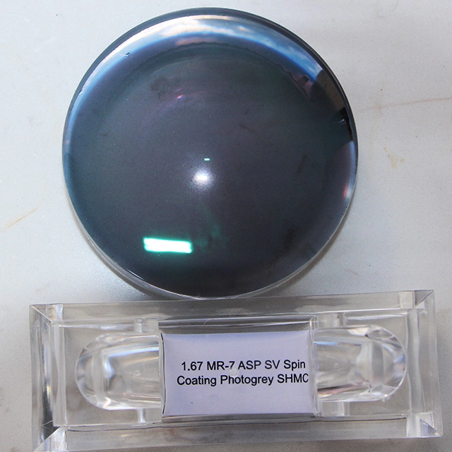 1.67 Mr-7 Spin-Coating Photogrey Shmc Optical Lens, Photochromic Eyeglasses Lenses