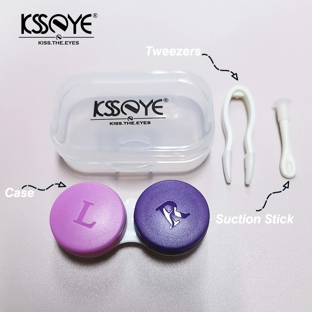 Ksseye Contact Lens Inserter Remover Eyewear Accessories Case Tweezers with Suction Stick Care Liquid Storage Lens Case
