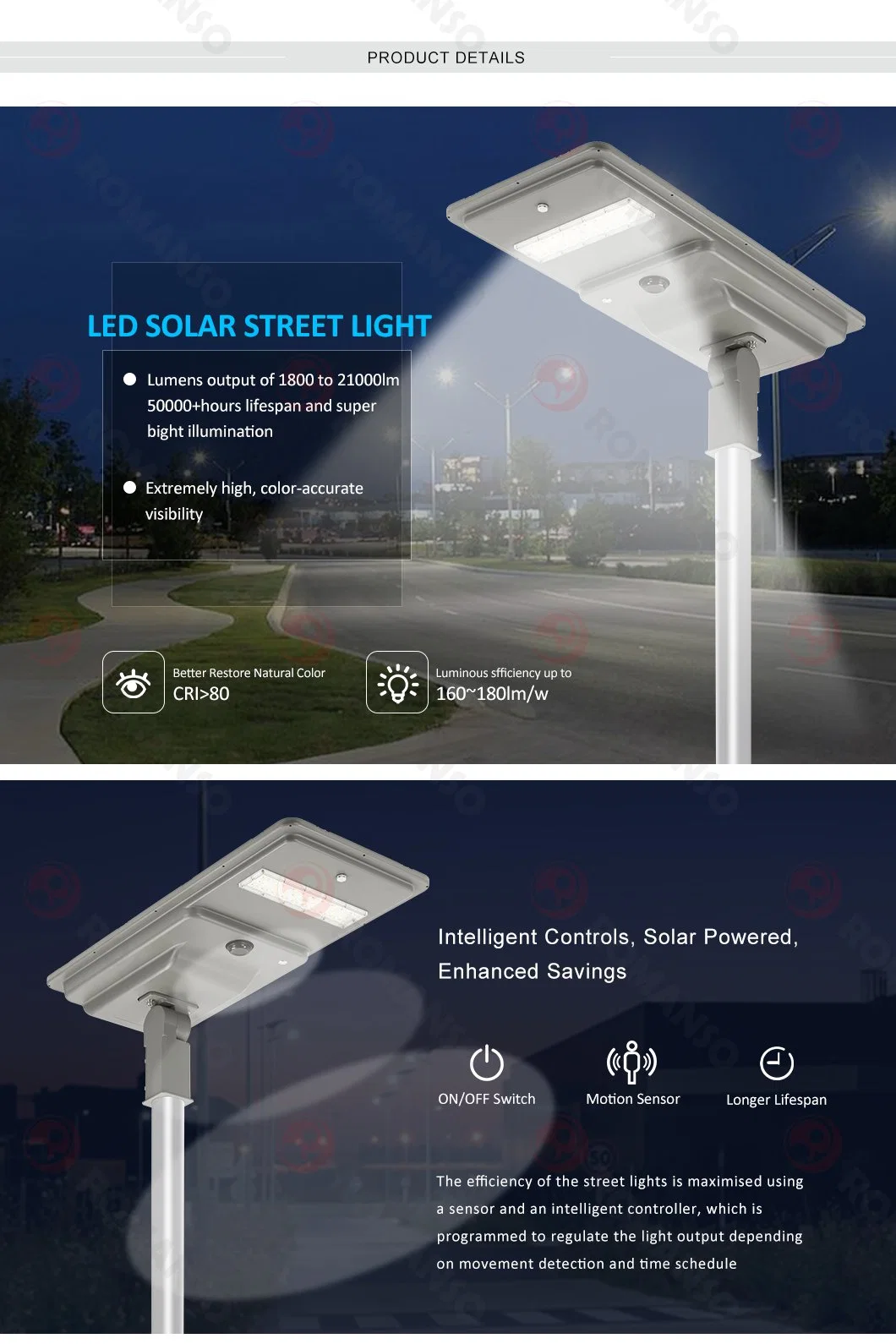 Hot Selling 50000hrs 2700~6000K 6hrs PC Lens for Parking Lot Lamp Solar Street Light Mini