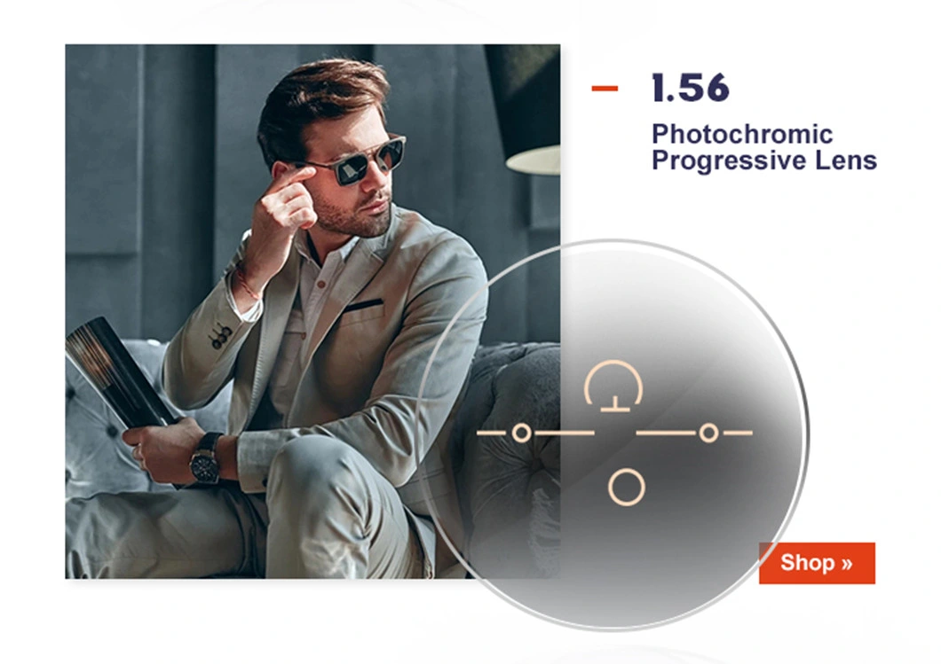 Nk55 1.56 Photochromic Progressive Spectacle Lenses Optical Lenses for Eye Glass Lenses