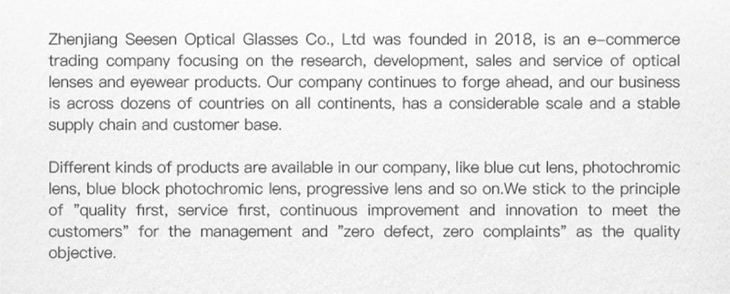 Danyang Reading Glasses Manufacturer 1.56 Progressive Lens Optical Lens with Good Price