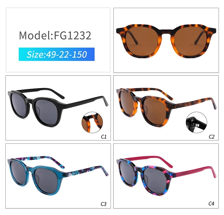 Fashion High Premium Square Frame Polarized Tac Cr39 Lens Acetate Fashion Sunglasses