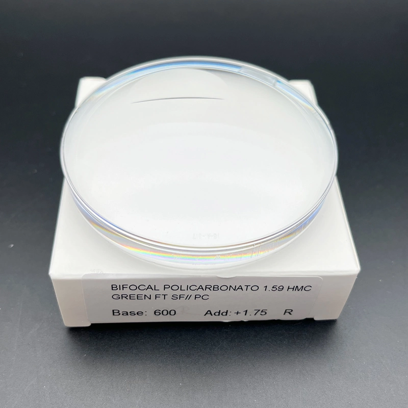 Polycarbonate Flat Top Bifocal Semi-Finished Hmc Green Coating PC Optical Lenses