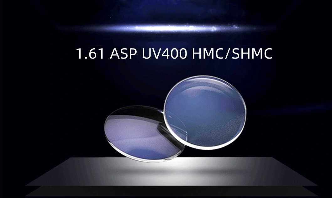 High Index 1.61 Super Hydrophobic Eyeglasses Lens 1.61 Asp EMI Shmc Coating Lenses