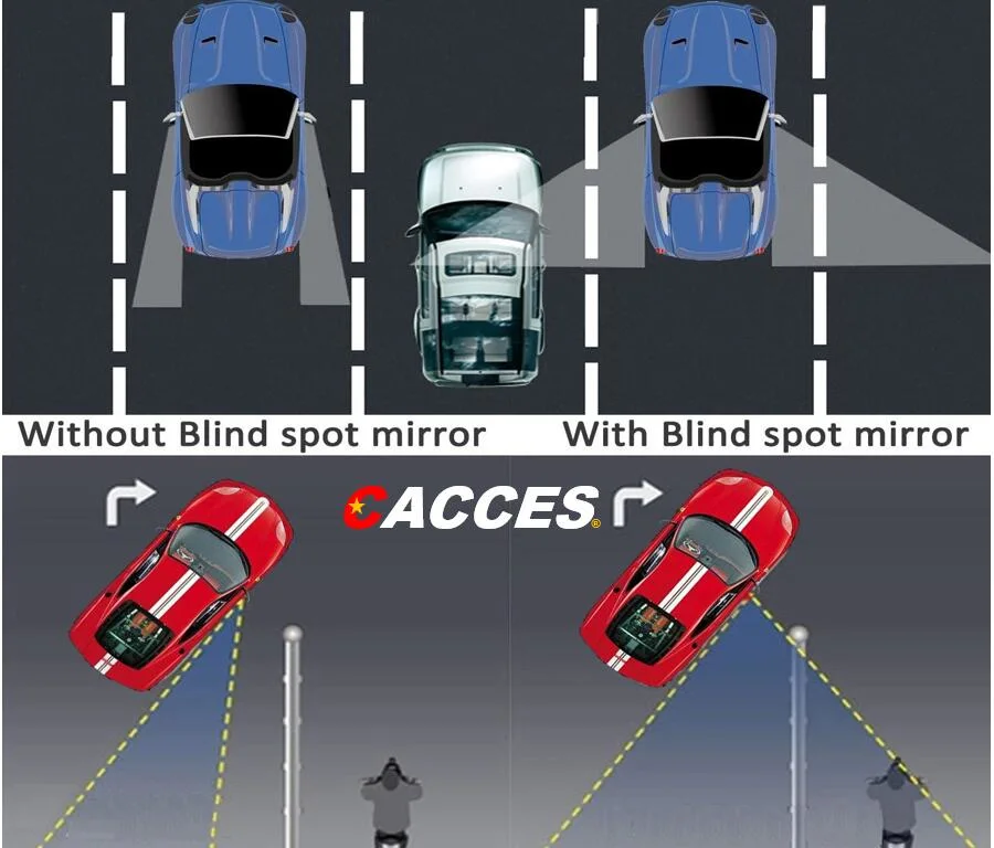 Blind Spot Car Mirror Anti-Dazzle, Rectangle Expansive View Adjustable Blind Mirror, HD Blue Glass Convex Rearview Mirror, Ultra-Thin Frameless Blind Spot Lens