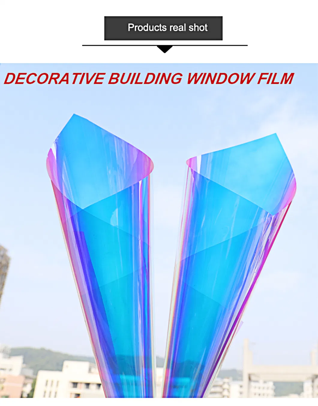 1.38*30m Wholesale Price Photochromic Dichroic Rainbow Decorative Colorful Tint Building Glass Film