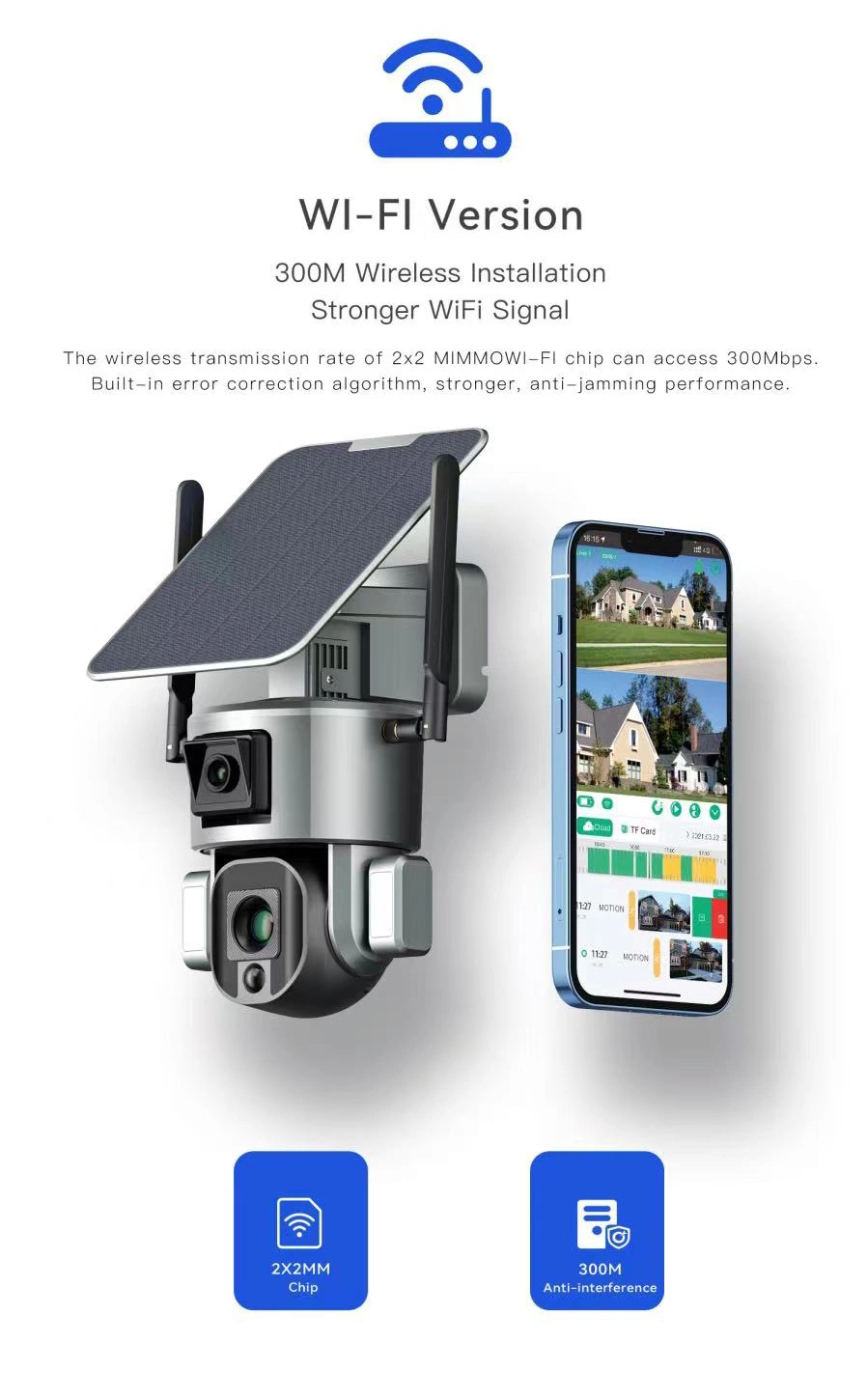 Y5 WiFi 10X Zoom Battery CCTV Camera PIR Alarm Powered Security Outdoor Low Power Solar Camera 8.0MP 4G WiFi Solar Camera Dual Lens