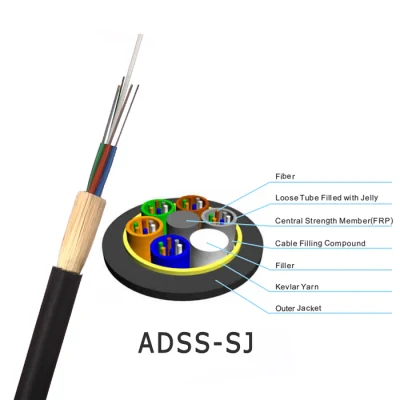 ADSS Single Jacket 80m Span G652D 24core 48core Cable Fiber Optic