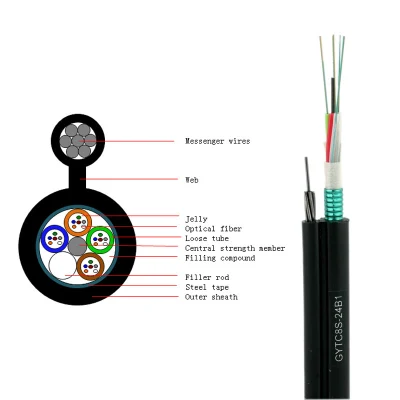 24 Core Fiber Outdoor Optical Cable Cable Optic Fiber Self Supporting GYTC8S Aerial Cable