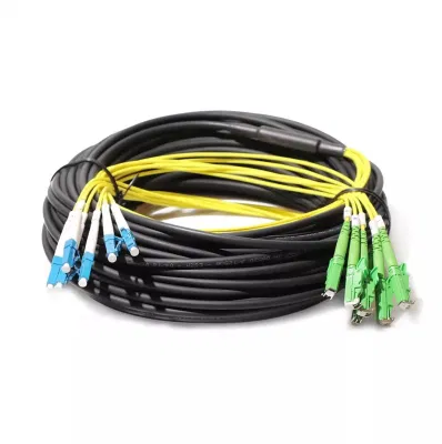 Pre-Terminated Cable LC E2000/APC 6 Fiber Outdoor Fibre Optic Cable with Pulling Sock