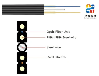 Single Mode FTTH 2 Core Self-Support Steel Wire Type Fiber Optic Cable Drop Cable