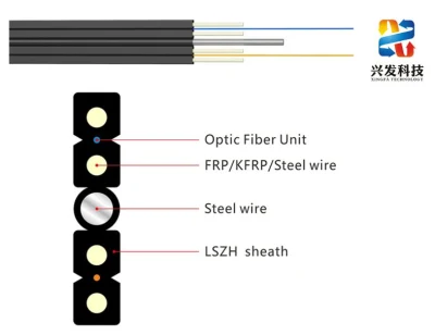  Single Mode FTTH 2 Core Self-Support Steel Wire Type Fiber Optic Cable Drop Cable