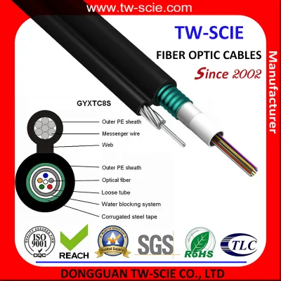 Outdoor Figure 8 Self-Support Multimode Fiber Optic Cable 4/6/8/12/24 Core
