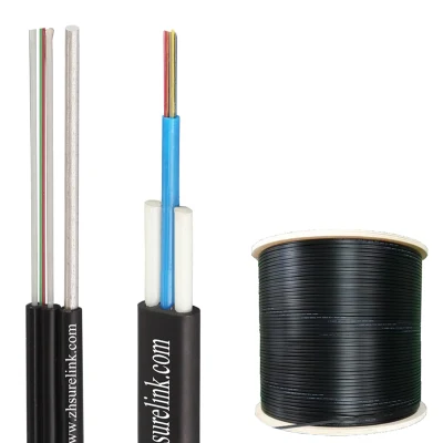 Outdoor Single Mode 2 4 8 Multi Core FTTX Fiber Optic Cable Flat Drop Cable with Two FRP Outdoor Drop Cable