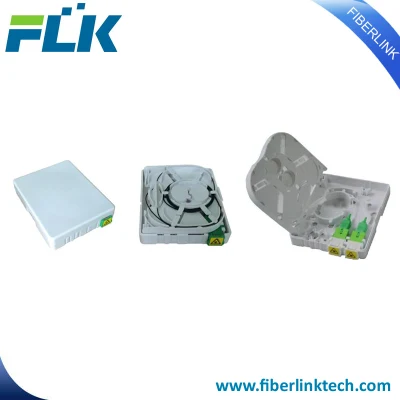 FTTH 100*80*23mm Fiber 2 Fibers Optic Indoor ABS Wall Access Terminal Box Patch Panel Outlet Flk-FWT-302c