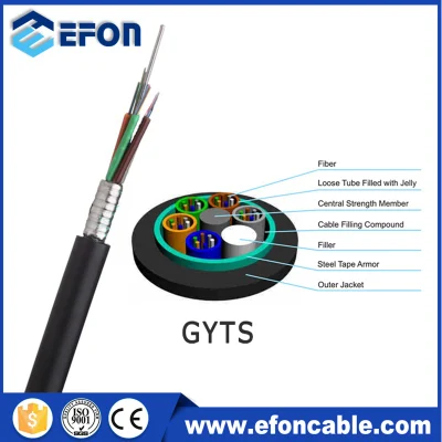 Cheap Price GYTS GYTA 12 24 48core Single Mode Underground/Duct Optic Fiber Cable Per Meter