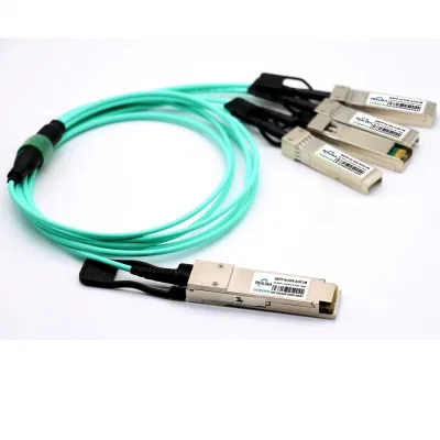 Customized 10g 25g 40g 100g Aoc 1m 3m 5m 7m Active Optical Cable 100g Qsf28 to 4SFP28 Compatible
