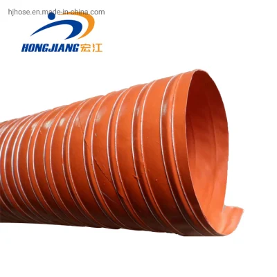 Flexible Duct Heat Resistant Made of Silicone Coated Glass Fibre Fabric with Steel Wire Pipe Hebei Silicone Tube Hose