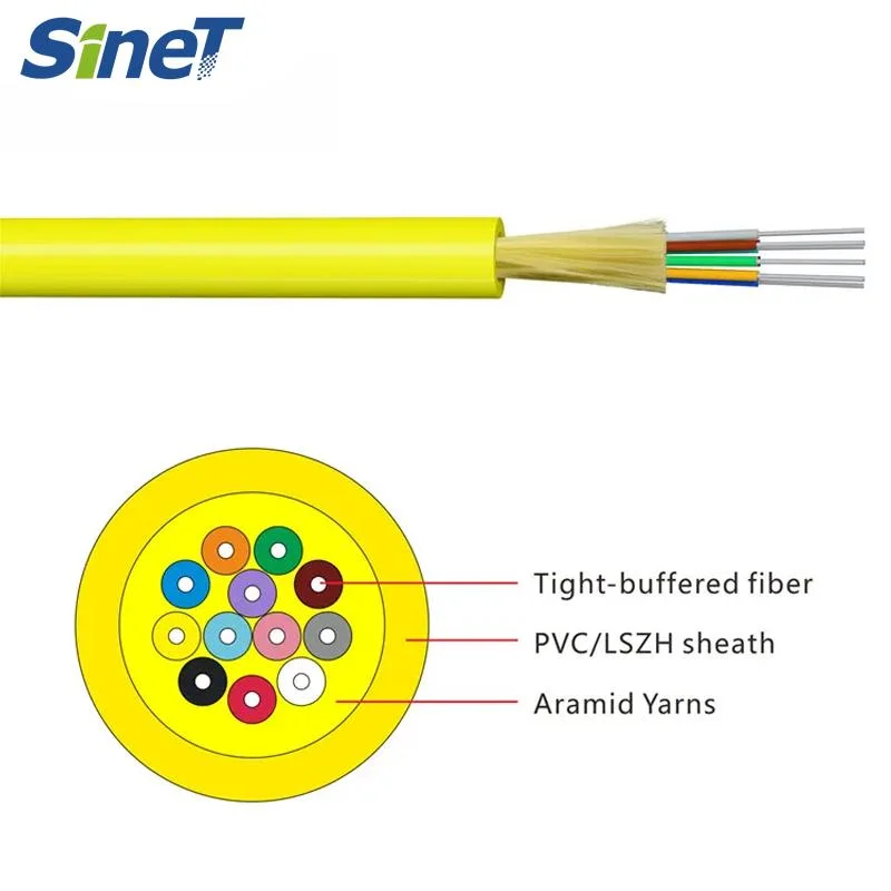 Wholesale Price Bundle 8 12 24 Core Sm G652D G657A Multicore Tight Buffer Distribution Indoor Fiber Optical Cable GJFJV