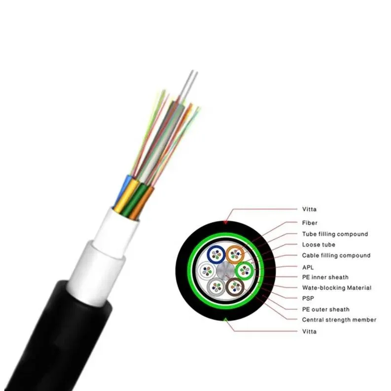 Cheaper Price GYTA Outdoor Heavy Duty Armored Underground 12 24 48 96 144 Core Duct Fiber Optic Cable GYTA