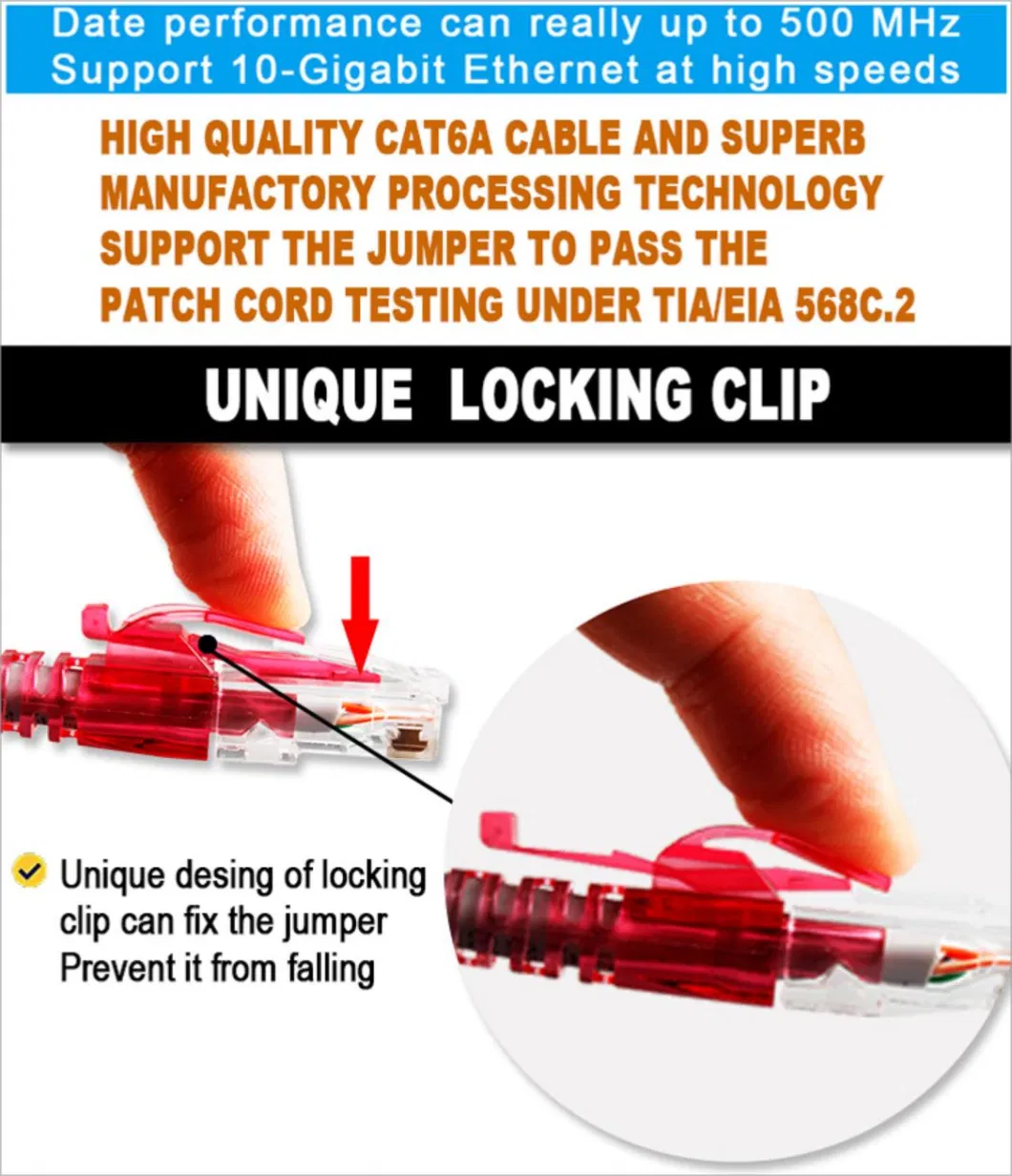 Communication Cat 6 6A Ethernet CAT6 CAT6A UTP RJ45 Unique Locking Clip Jumper Cable Network LAN Patch Cord