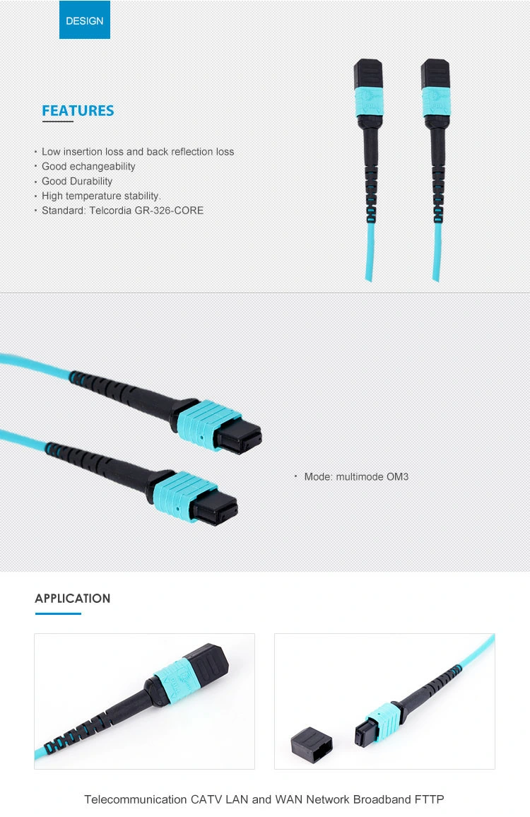 3meter (10FT) MTP -MTP Male Connector 12 Fibers Sm Trunk Fiber Optic Patch Cord Cable, Type a, LSZH, Yellow Jacket