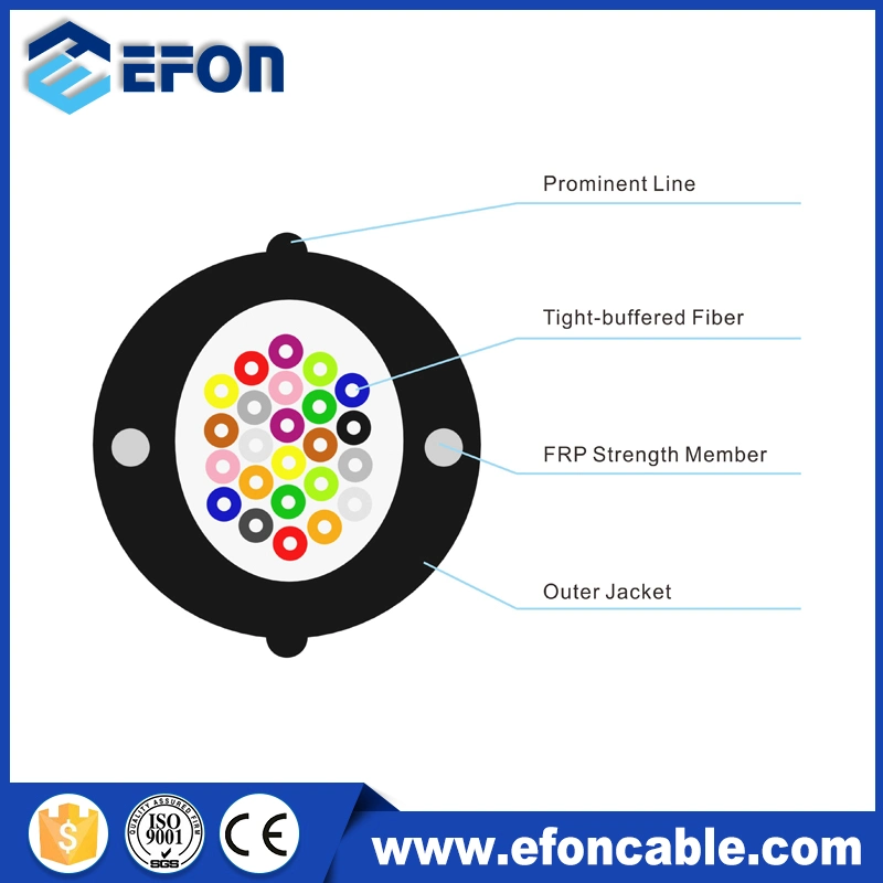 FRP Tight-Buffered Fiber FTTH Indoor G657A2 Fiber Optic Cable with LSZH Sheath