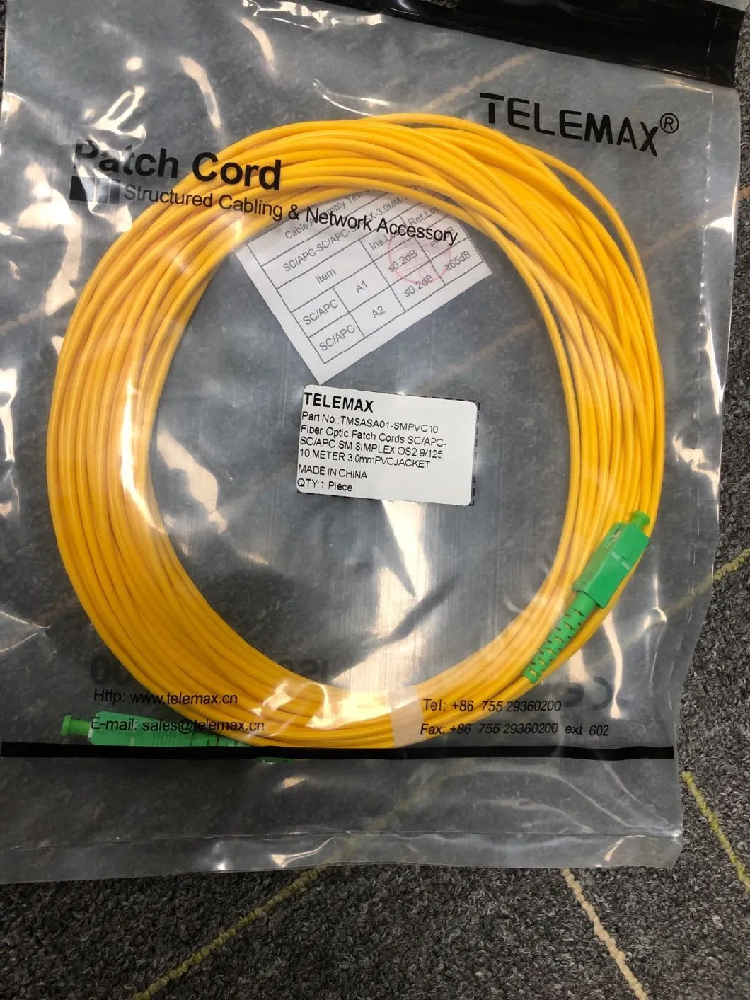 Telemax LC APC to LC APC Duplex Om5 Multimode LSZH 2.0 3.0mm Fiber Optic Patch Cord