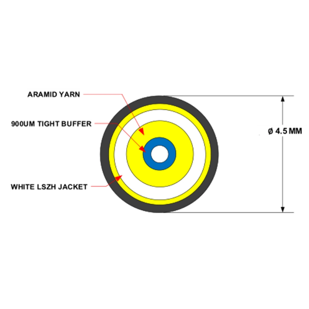 1c Single Mode G657A2 Double LSZH Sheath 4.5mm Fiber Optic Drop Cable