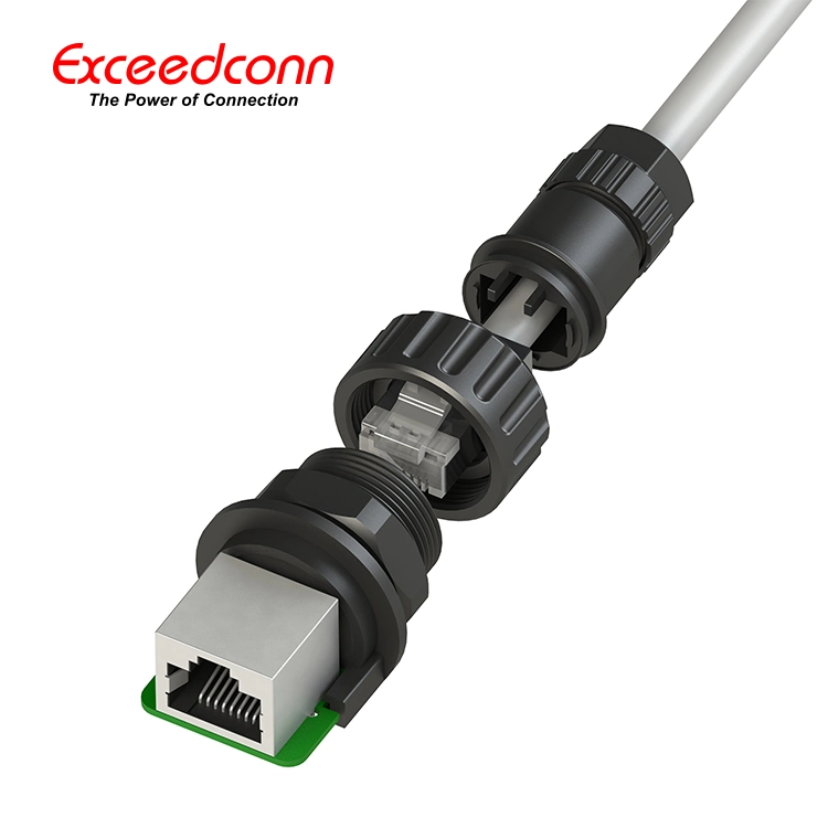 Data Communication Fiber Optics Media Cable RJ45 Connector for Panel Mount