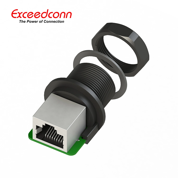 Data Communication Fiber Optics Media Cable RJ45 Connector for Panel Mount