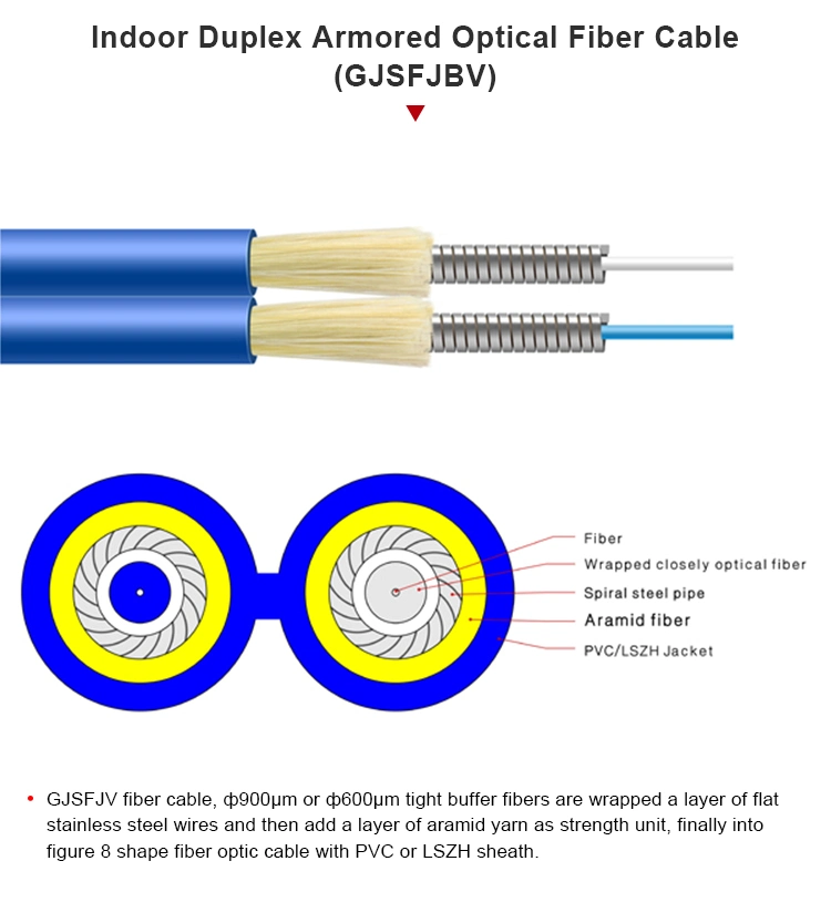 Fiber Optic Cable Multi Mode 2 Core Armored Optical Fibre Cable