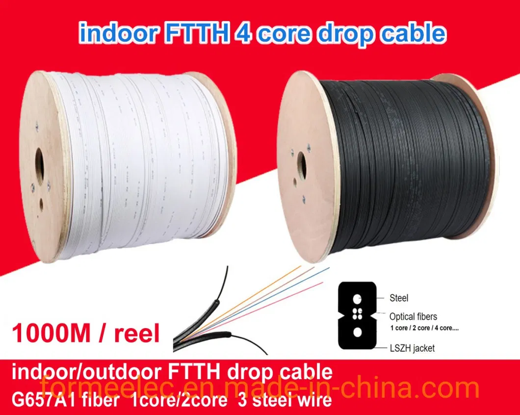 Home Optic Fiber Cable FTTH Cable Optical Fiber Cable FTTH 4 Core Drop Cable