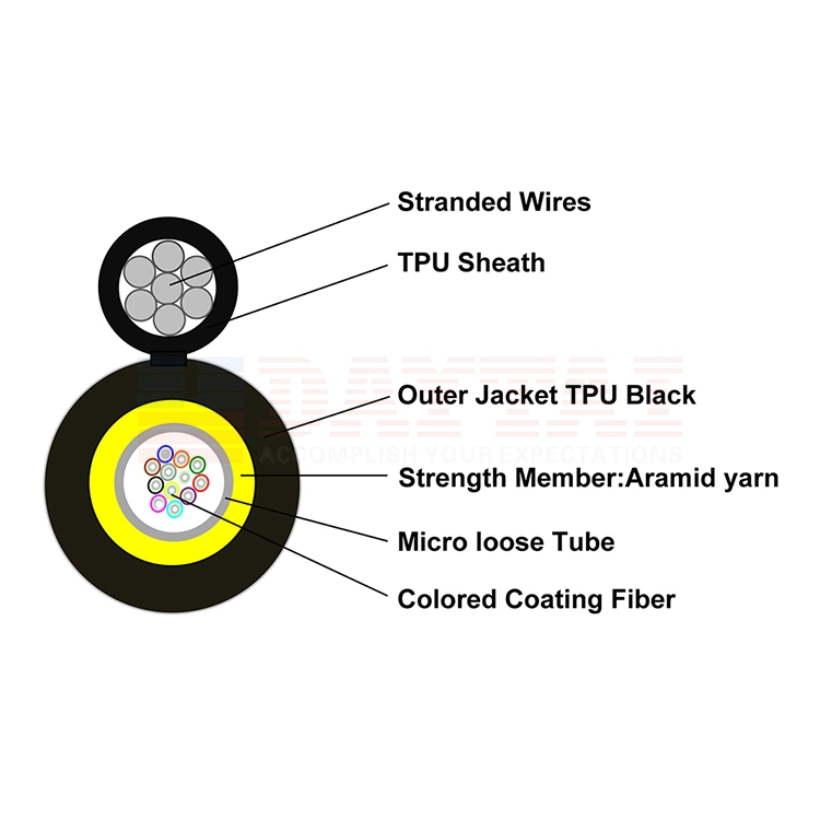 Tight-Buffered TPU Fiber G657A 4 Core Cable with Messenger