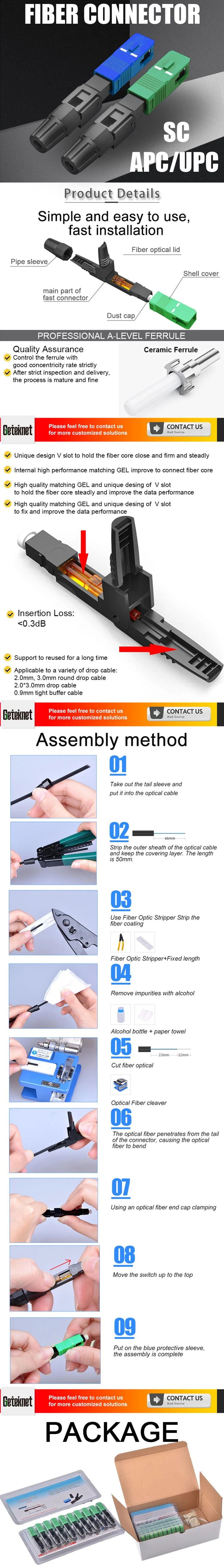 Gcabling Fiber Connector Corning Unicam Sc LC Single Mode Connectors