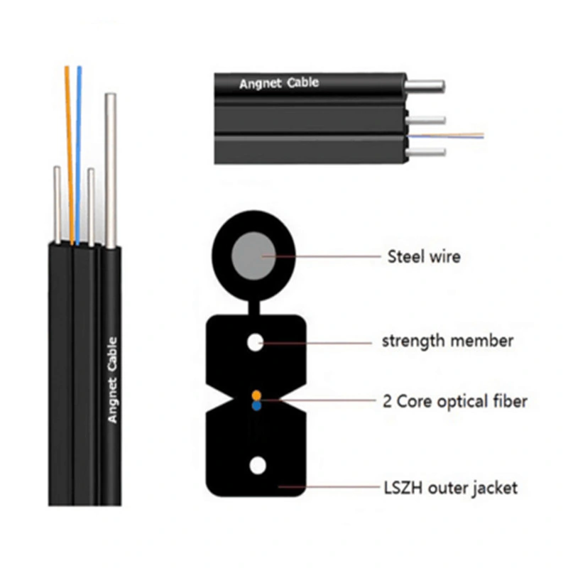 Fiber Optic 1 2 4 Core G657A LSZH FRP/Kfrp FTTH Drop Cable