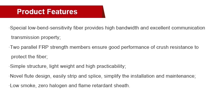 Outdoor Drop Cable 8 Core Multimode Fiber Optic Cableble