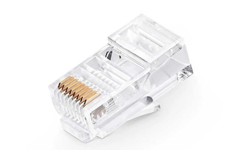 Unshielded (UTP) Network Connectors 24AWG Twisted Pair Solid or Stranded Cable Cat5e RJ45 Patch Cord Pass Through Modular Plugs Connector