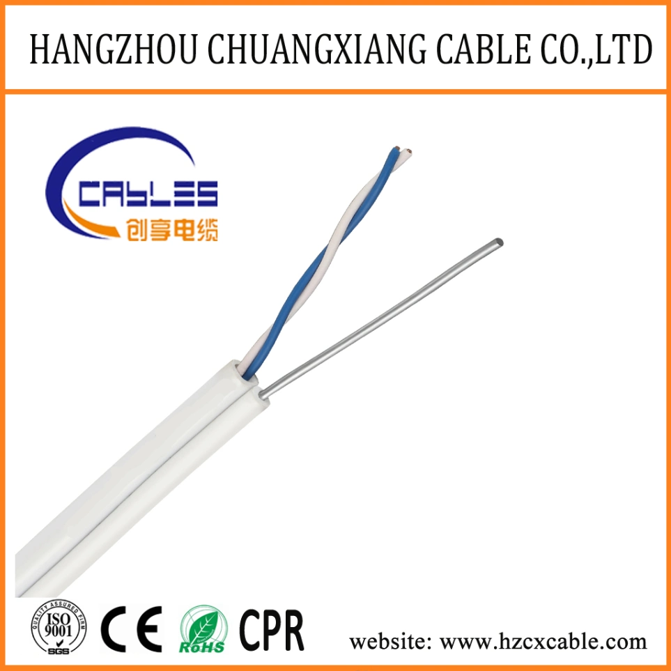 Telephone Cable 2 Core with Messenger Drop Cable Strip 0.5*2 Outdoor Drop Wire with Green Strip for Telecommunication