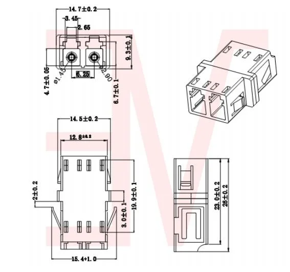Dual Core Sm mm LC/PC to LC/PC Fiber Optic Adaptor