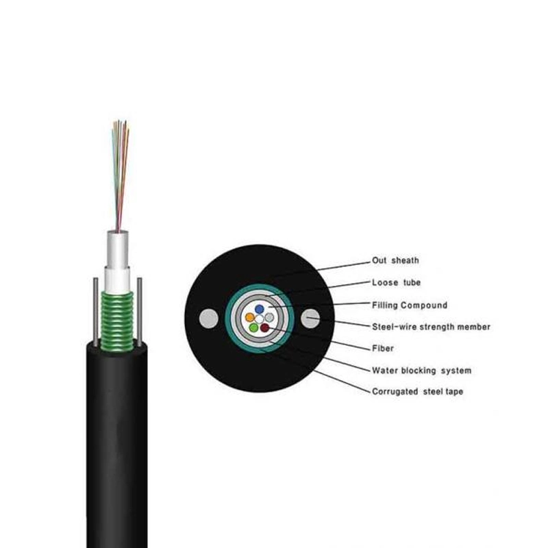 8.0mm 8 12 Core GYXTW-8b1 G652D Metalic Armored Fiber Optic Cable