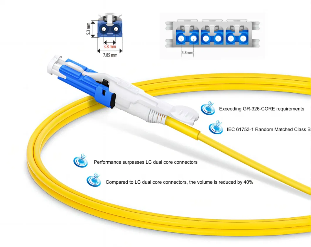 New-Type Patch Cord 0.9/2.0/3.0 mm Single Mode 9/125 CS/Upc to LC/Upc Connectors