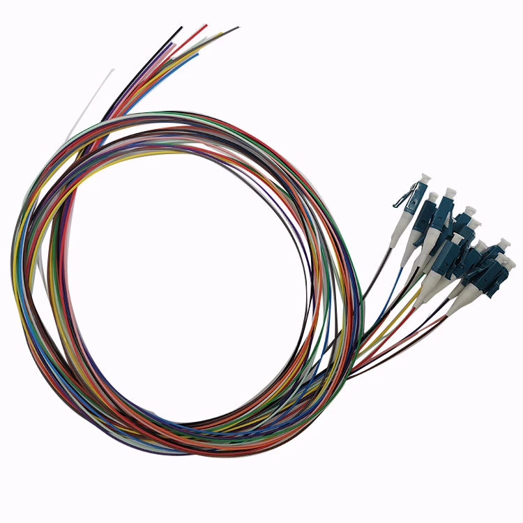 Factory Customized 12 Color LC Single Mode 0.9mm pigtail fiber optic