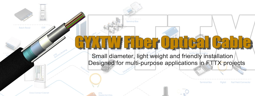 Good Quality 12 Core Armoured GYXTW Fiber Optic Cabl with Steel Wire