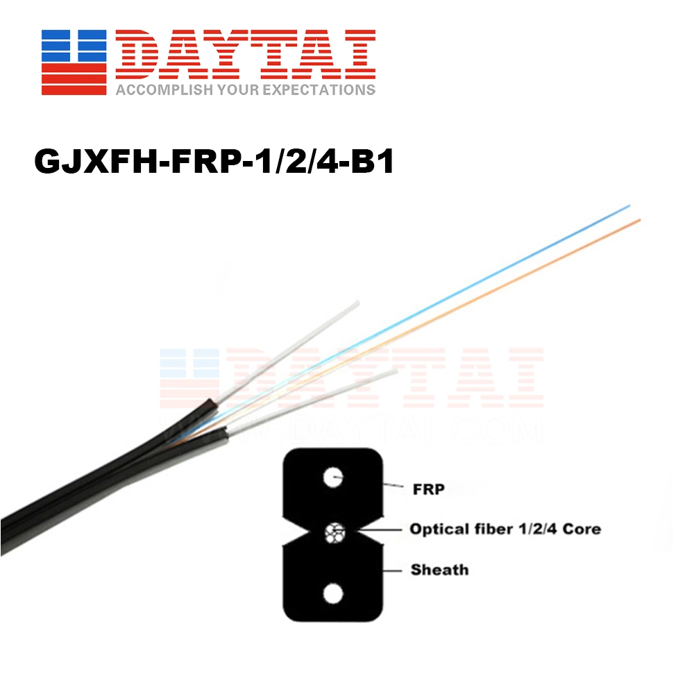 1 2 4 Core Fiber Optic Indoor/Outdoor Flat FTTH Drop Cable